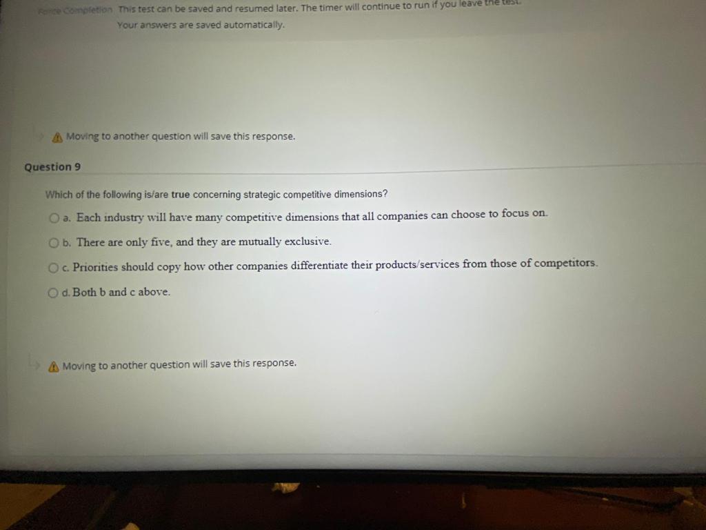 completion This test can be saved and resumed