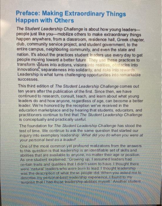 The Student Leadership Challenge Answer