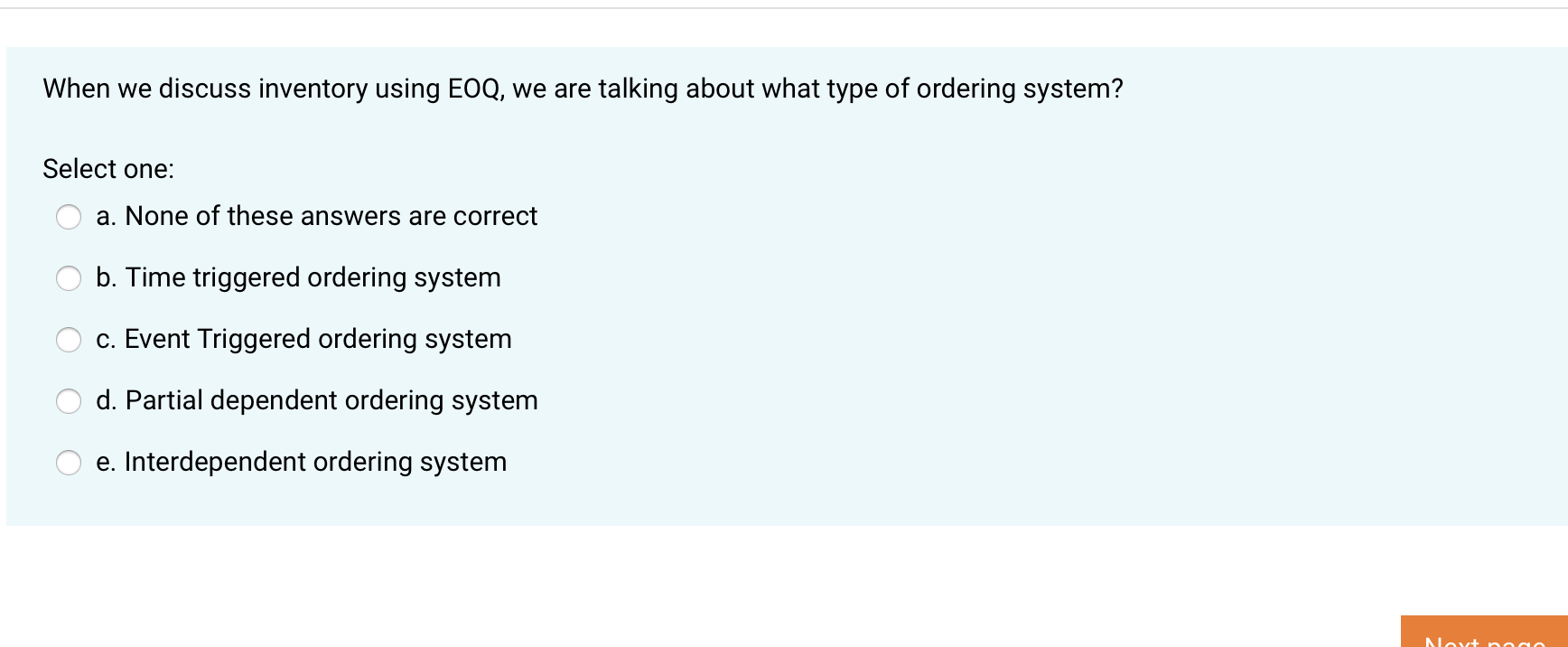 When we discuss inventory using EOQ, we are