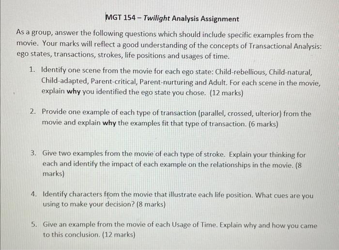 MGT 154-Twilight Analysis Assignment As a group,