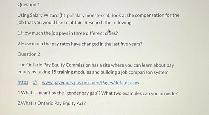 Question 1 Using Salary Wizard