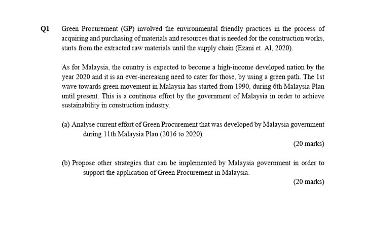 Qi Green Procurement (GP) involved the