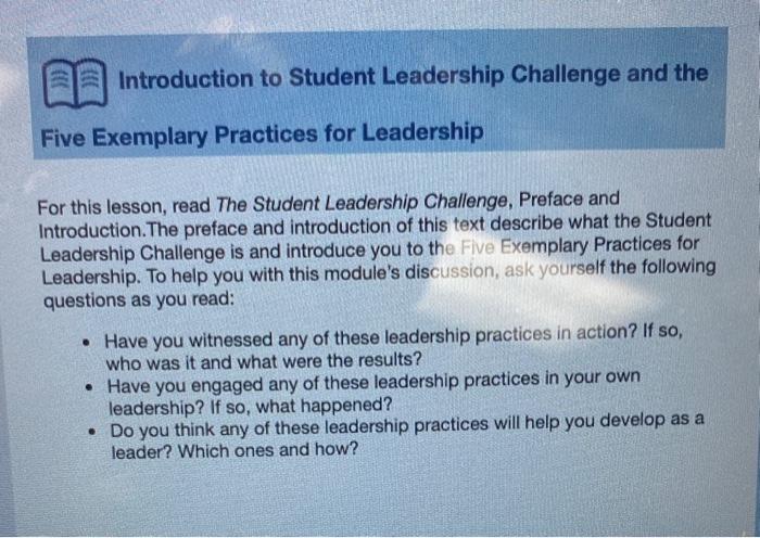The Student Leadership Challenge Answer