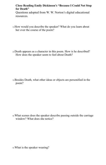 Close Reading Emily Dickinson's 