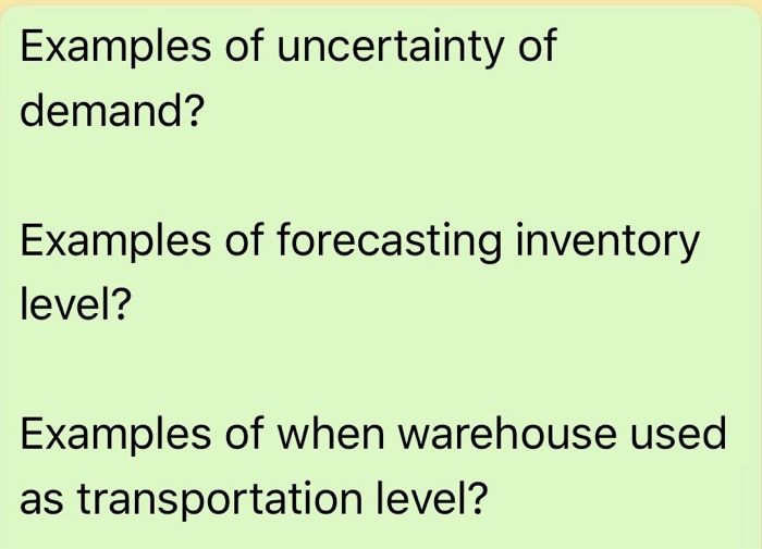 Examples of uncertainty of demand? Examples of
