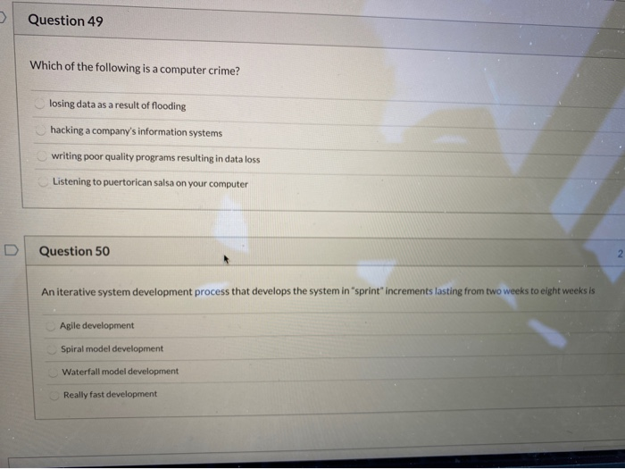 Question 49 Which of the following is a computer