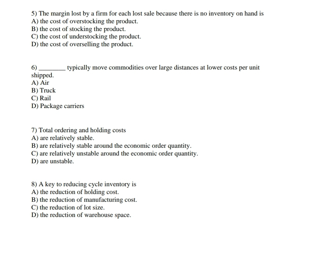 This is a supply chain course 5) The margin lost