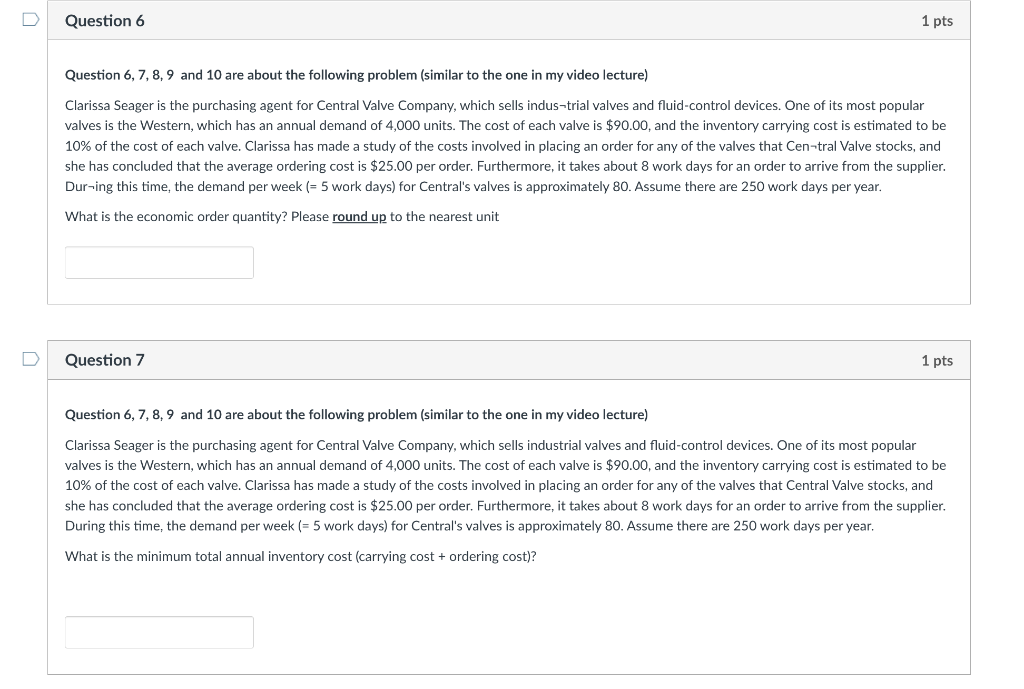 Question 6,7,8,9 and 10 are about the following