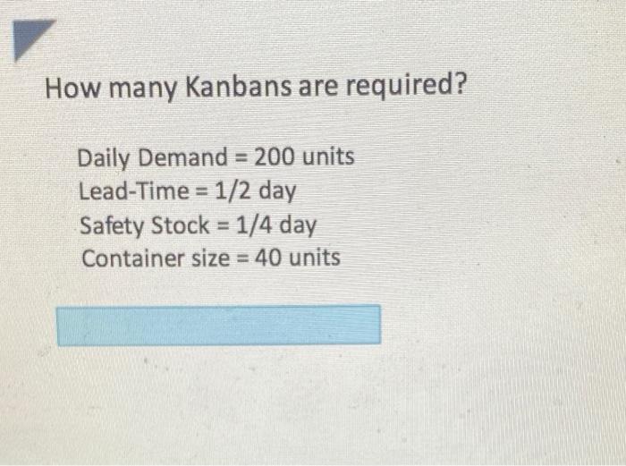 How many Kanbans are required? Daily Demand = 200