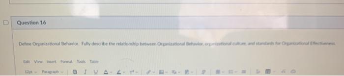 D Question 16 Deture Organizational Behavior.