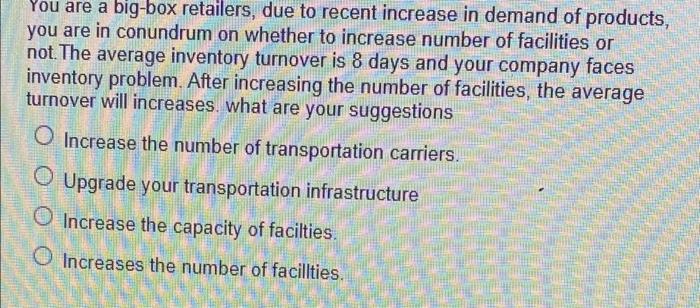 You are a big-box retailers, due to recent