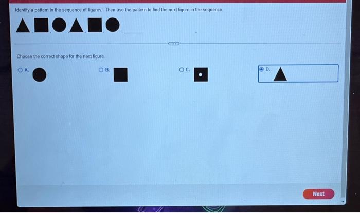 Identity a pattem in the sequence of figures.