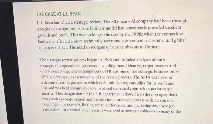 For this question i'm considering ll bean as the