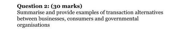 Question 2: (30 marks) Summarise and provide