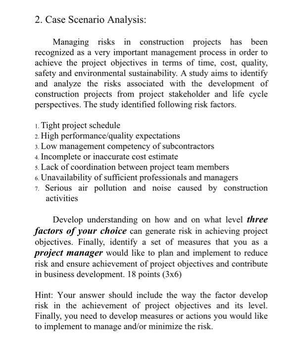 2. Case Scenario Analysis: Managing risks in