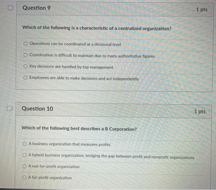 Question 3 1 pts One could look at the number of