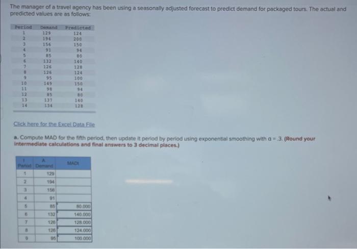 The manager of a travel agency has been using a