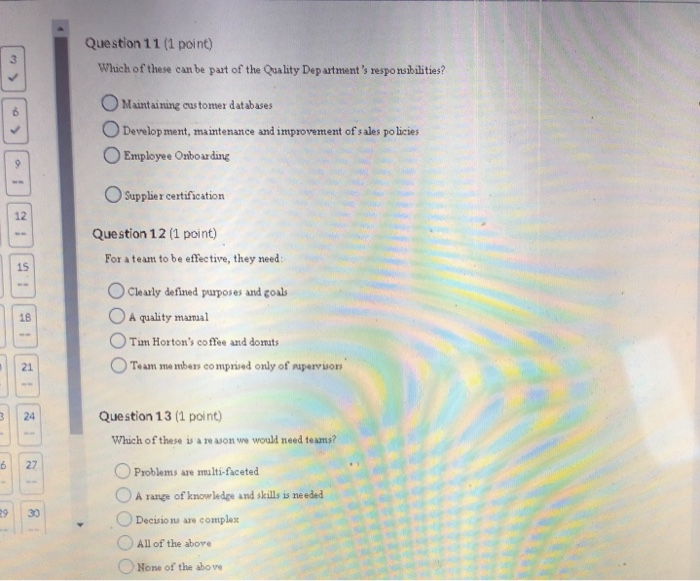 Question 11 (1 point) Which of these can be part