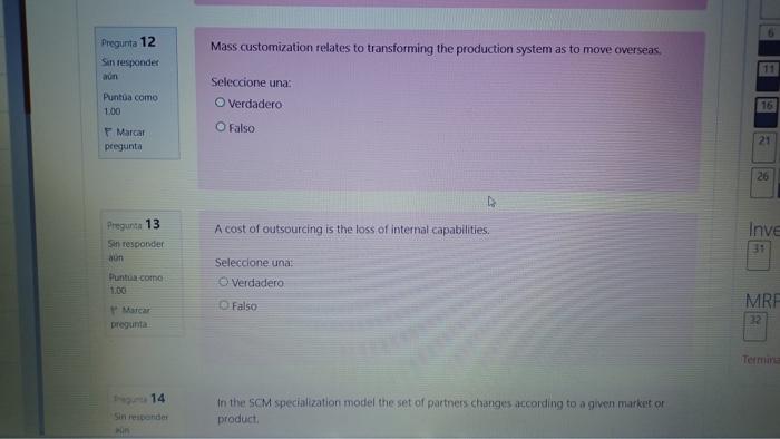 true or false Pregunta 12 Sin responder an Punta