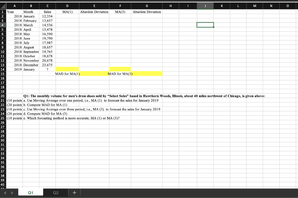 N 0 C D E F H T J K L M 1 Year 1 Month Sales