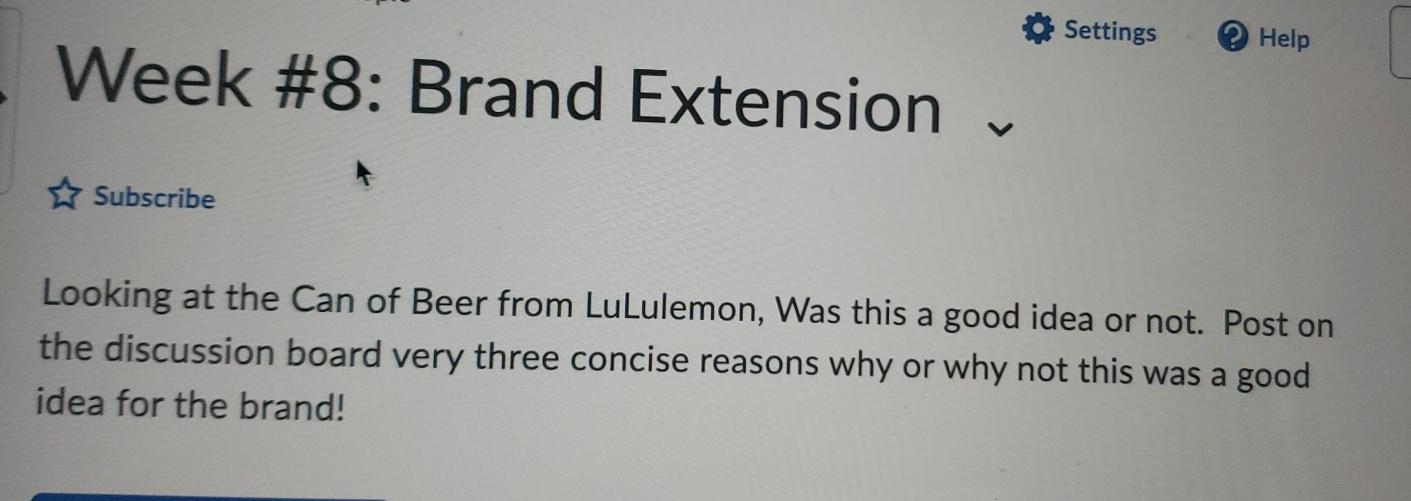 Settings Help Week #8: Brand Extension Subscribe