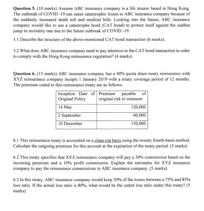 Question 1. (10 marks) ABC insurance company is