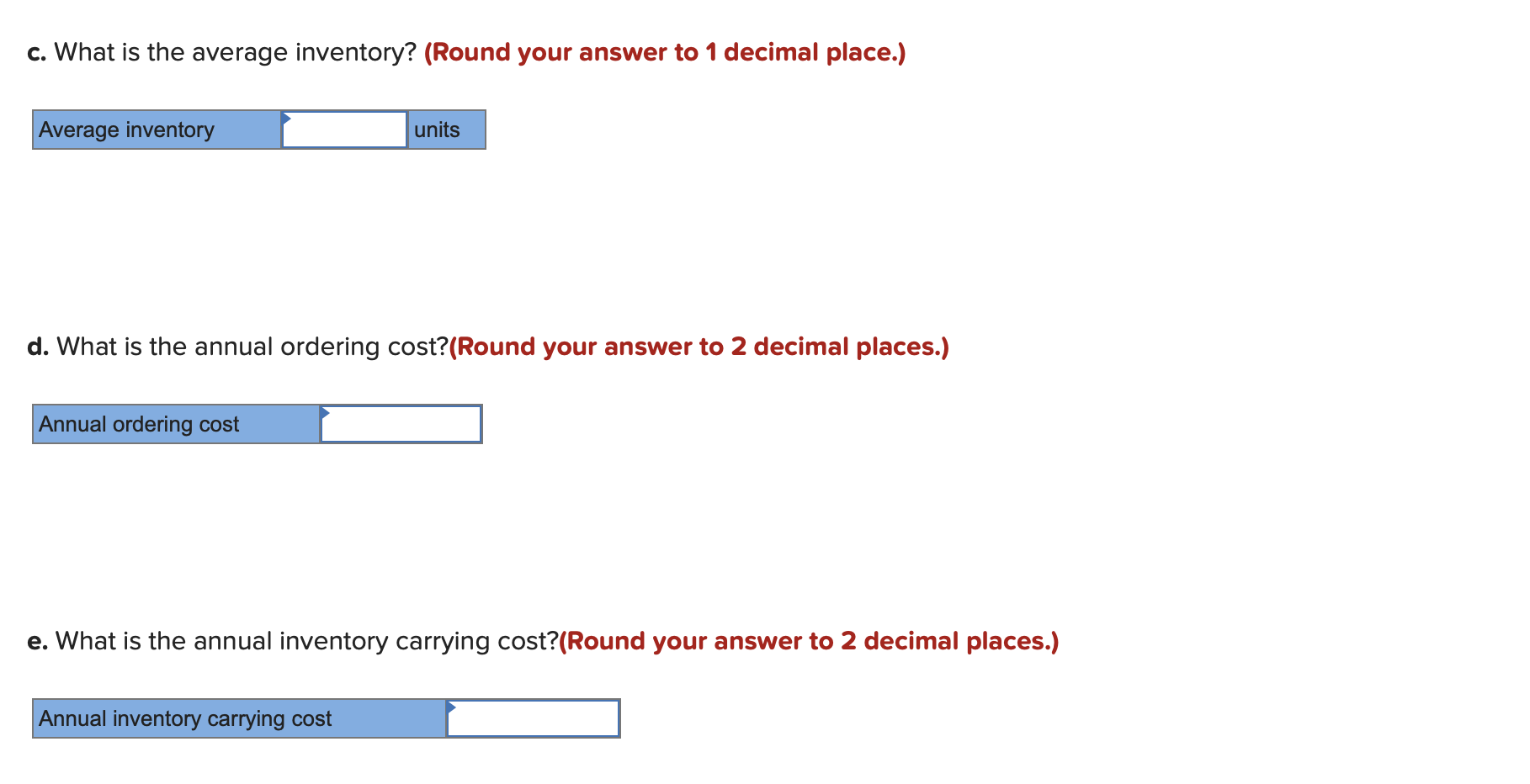 The following table contains data about the