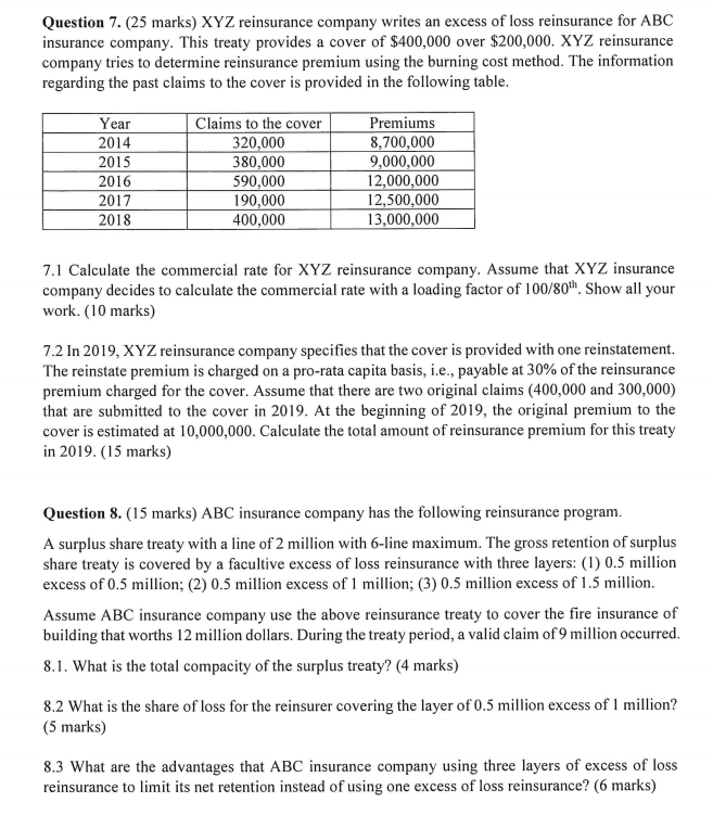 Question 1. (10 marks) ABC insurance company is