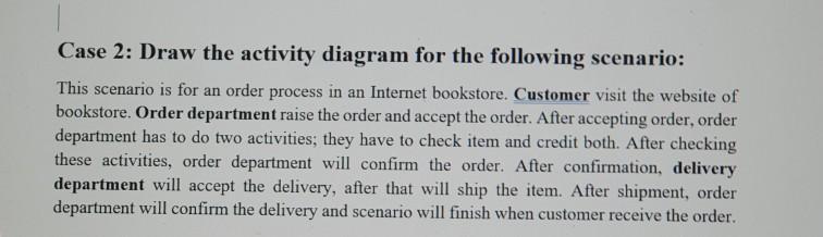 draw the activity diagram for order process Case