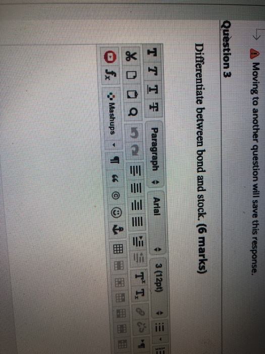 Moving to another question will save this