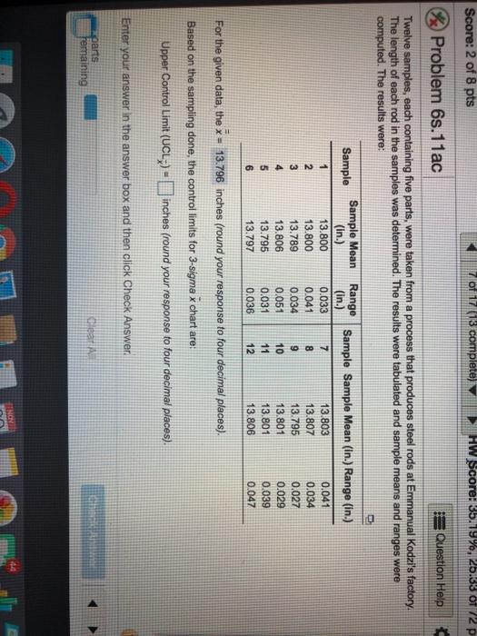 X Chart Lim i Definition samples w ken from