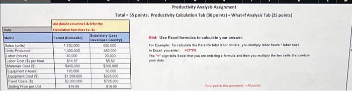 Hint: Use Excel tormutas to caleulate your