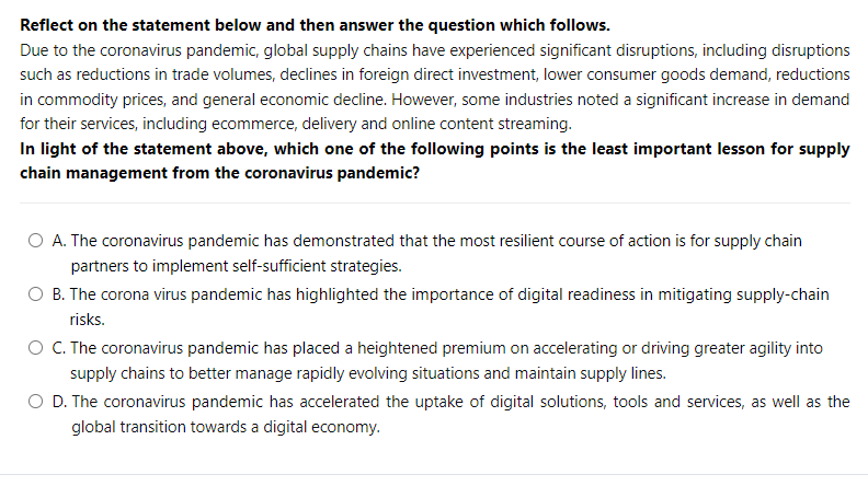 Reflect on the statement below and then answer