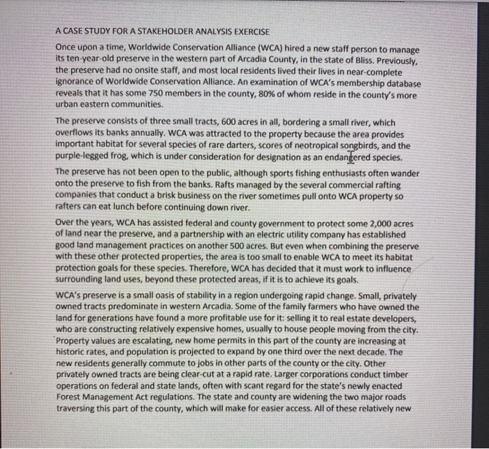 Need #8 A CASE STUDY FOR A STAKEHOLDER ANALYSIS