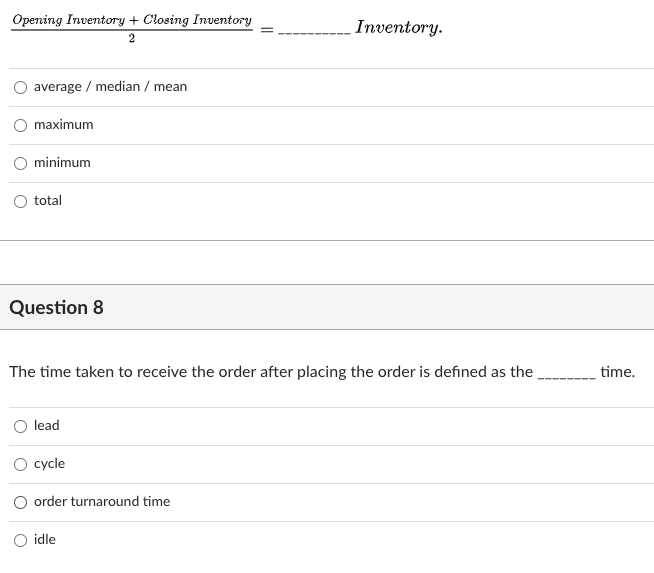 Opening Inventory + Closing Inventory 2 Il