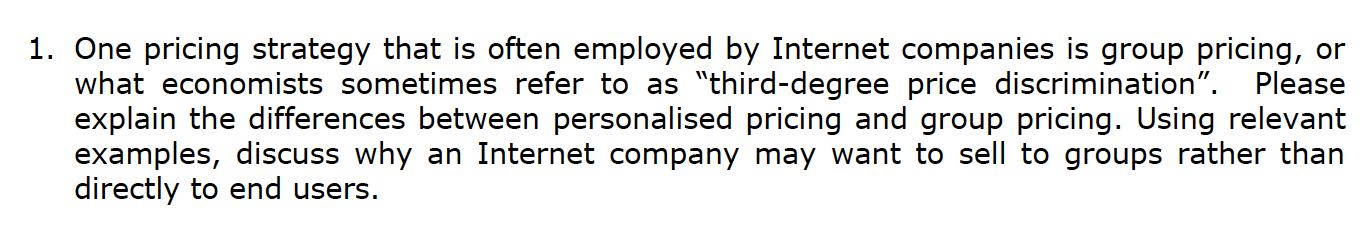 1. One pricing strategy that is often employed by