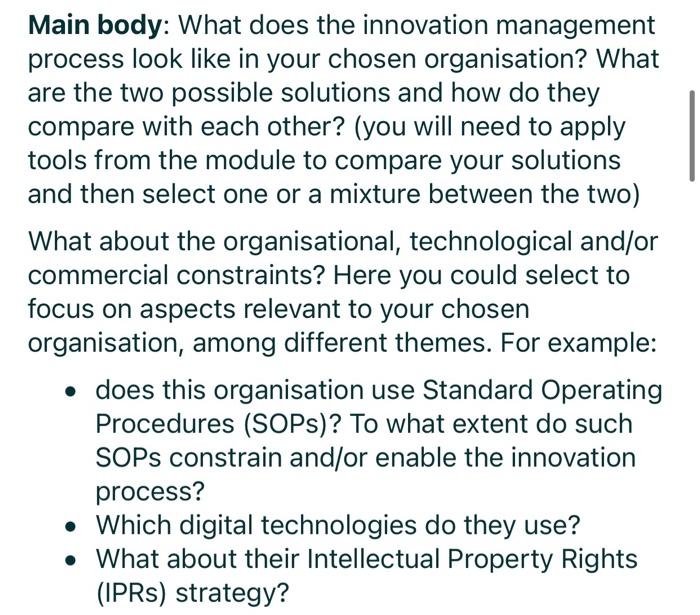 The innovation process for UBS (1,500 words) In a