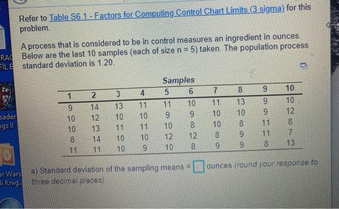 Refer to Table 56. 1 - Factors for Computing