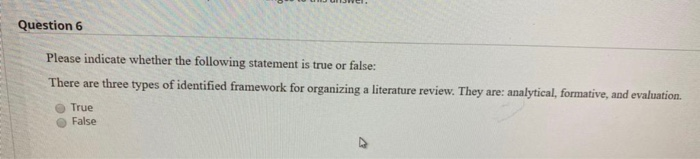 Question 6 Please indicate whether the following