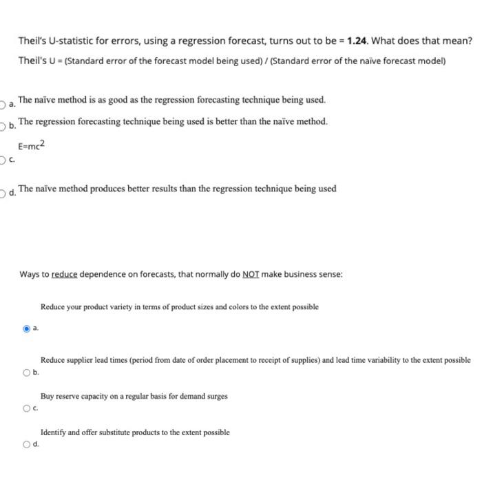 Theil's U-statistic for errors, using a