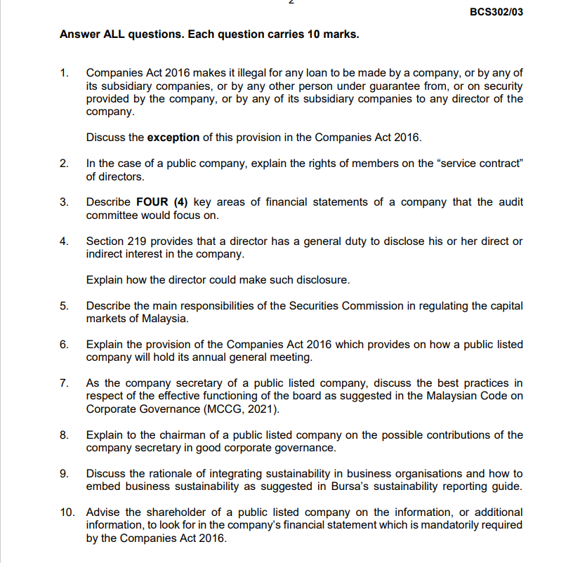 BCS302/03 Answer ALL questions. Each question