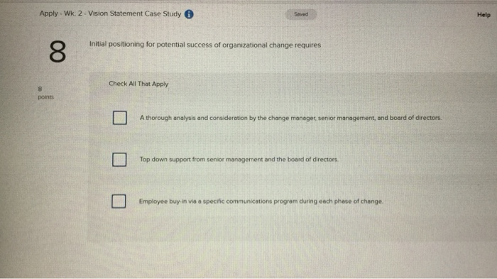 Apply - Wk. 2 - Vision Statement Case Study Help