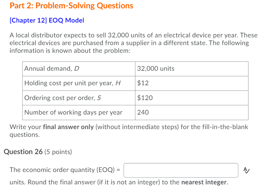 Part 2: Problem-solving Questions [Chapter 12]