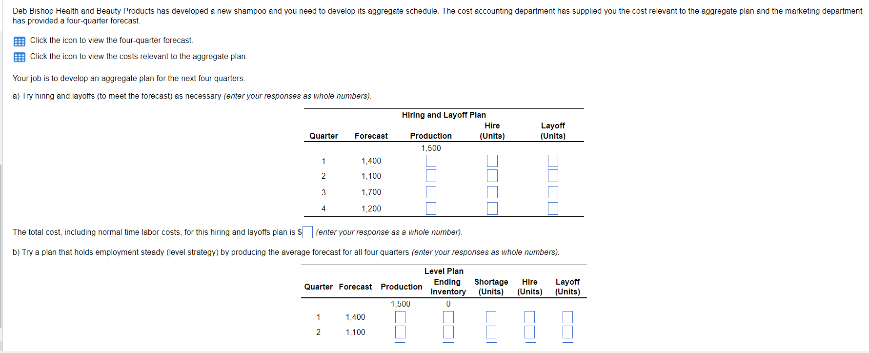 has provided a four-quarter forecast. Click the