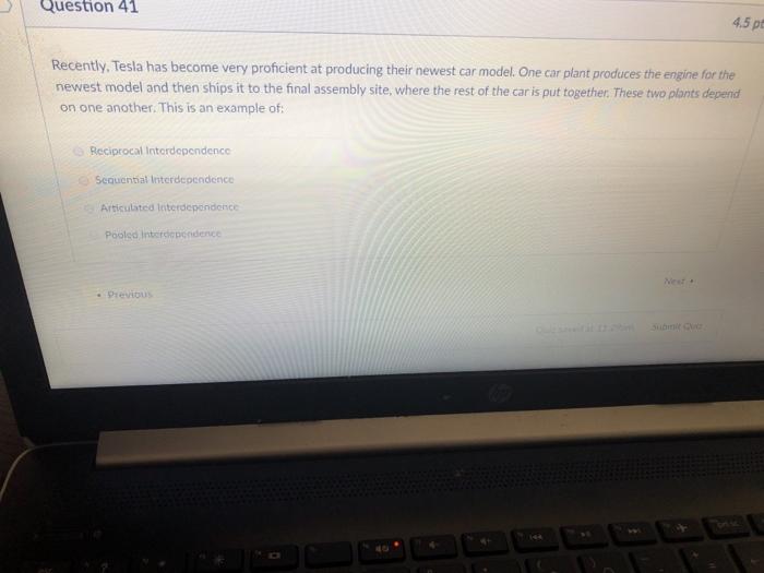 Question 41 4.5 pc Recently, Tesla has become