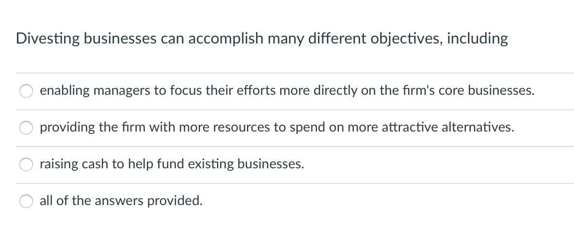 Divesting businesses can accomplish many