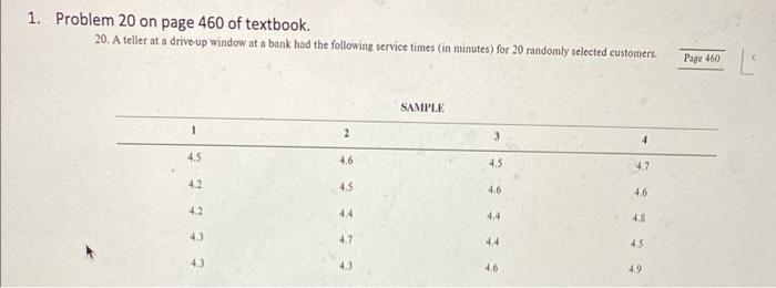 Please no excel. Show work :) 1. Problem 20 on