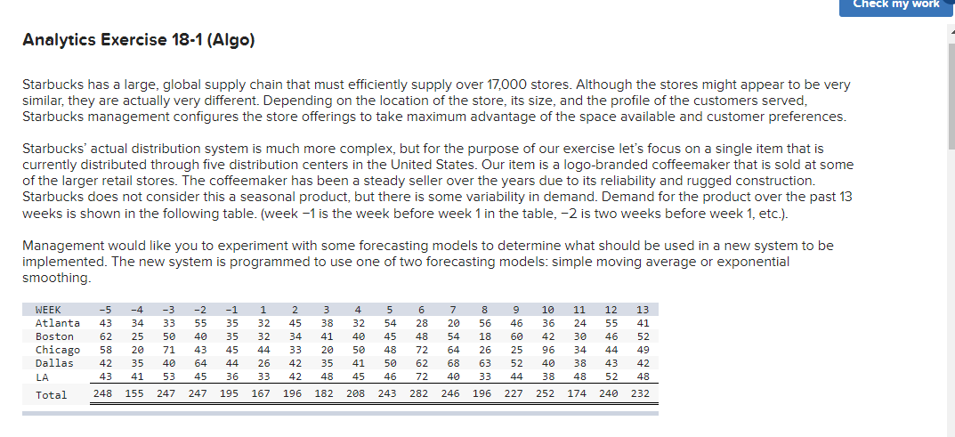 Check my work Analytics Exercise 18-1 (Algo)