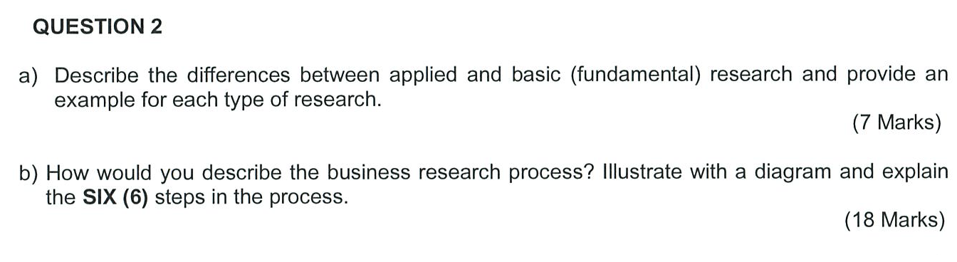 QUESTION 2 a) Describe the differences between