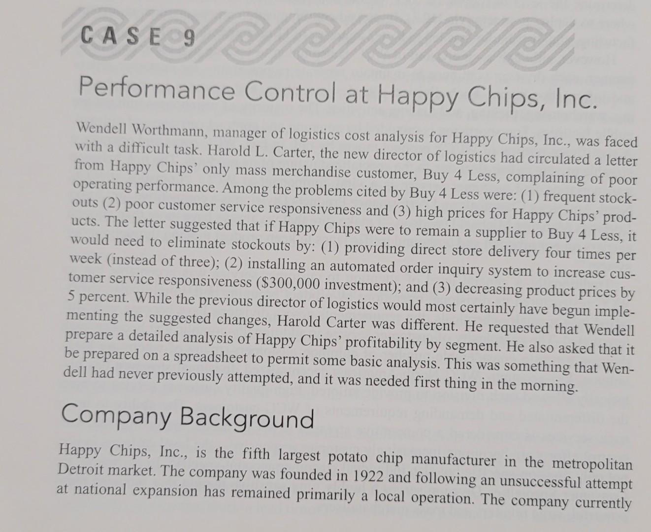 CASE 9 Performance Control at Happy Chips, Inc.